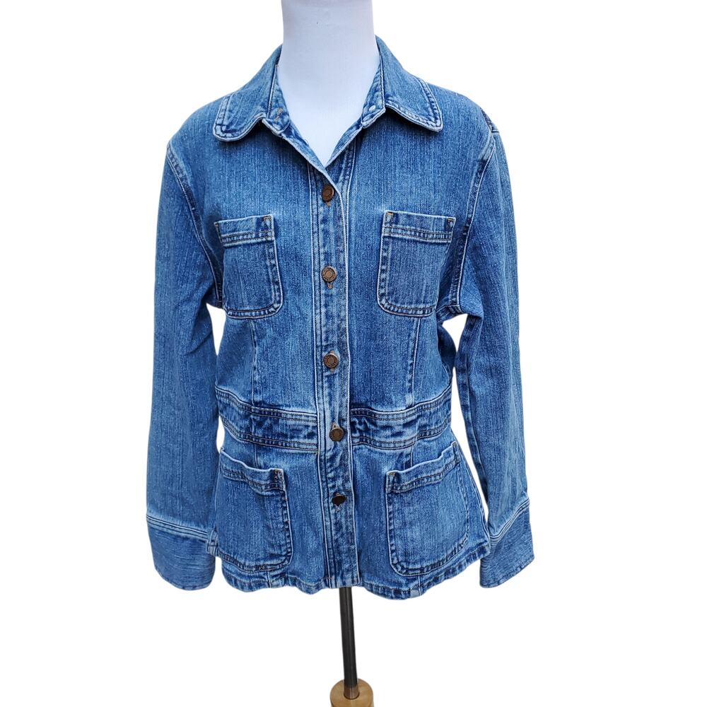 Vintage 90s y2k Jean Denim Jacket Indie Boho Festival Retro Utility Chore Work M
